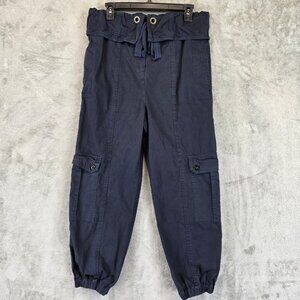 Ulla Johnson Pants Womens 6 Navy Blue Cargo Joggers Paperbag Waist Drawstring